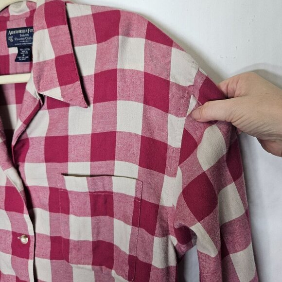 Vintage Abercrombie & Fitch Country Clothes Red White Checkered Flannel Shirt M - Picture 6 of 9